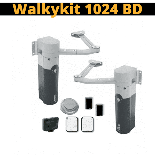 Kit motor articulado para doble cancela batiente de 1.8 mt. Modelo Walkykit 1042 BD, Nice