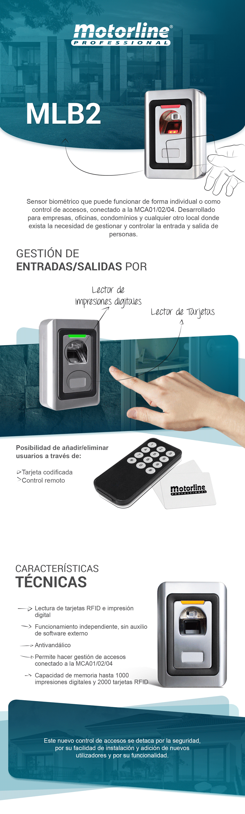 lector biométrico huella digital control accesos